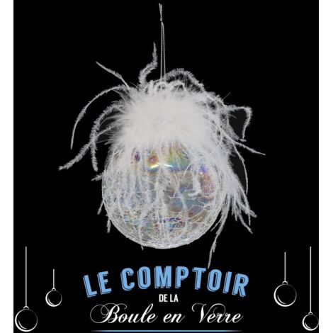 Glas-Weihnachtskugel 100 mm schillernd Feder - Feeric lights & christmas