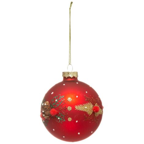 Glas-Weihnachtskugeln 80 mm Pompon 2er-Sortiment -