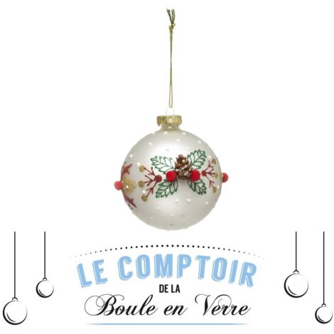 Glas-Weihnachtskugeln 80 mm Pompon 2er-Sortiment - Weiß