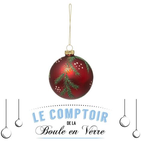 Glas-Weihnachtskugeln 80 mm Pompon bedruckt 2 Sortimente -