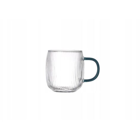Glasbecher mit grünem Henkel, 330 ml. Für Kaffee und Tee, kalt oder warm.