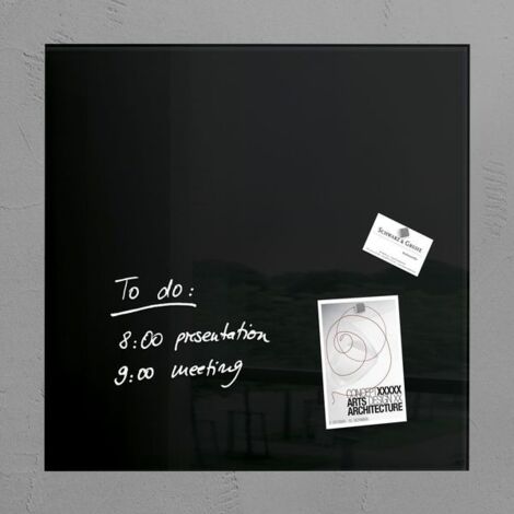 Glasboard Artverum 48 x 48 x 1,5 cm (B x H x T) Tafel magnethaftend inkl. 3 starker SuperDym-Magnete Sicherheitsglas schwarz