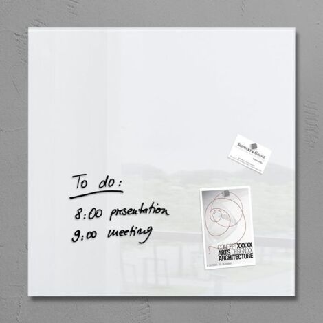 Glasboard Artverum 48 x 48 x 1,5 cm (B x H x T) Tafel magnethaftend inkl. 3 starker SuperDym-Magnete Sicherheitsglas super-weiß