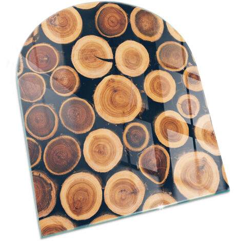 Glasbodenplatte für den Kamin Funkenschutzplatten Glas Bodenplatte Sicherheitsglas Eine Kiste mit geschnittenem Holz 80x70 cm