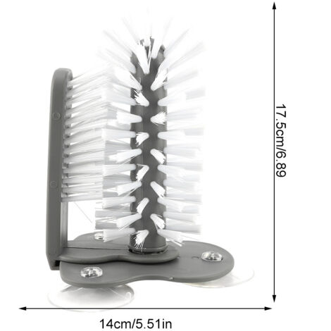 Glasbürste mit 3 Saugnäpfen, PP-PVC-Modell, 17,5 x 14 cm, doppelseitig, für alle Gläser.