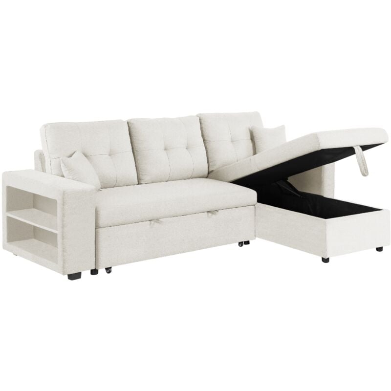 Concept-usine - glasgow - Canapé d'angle convertible beige 4 places