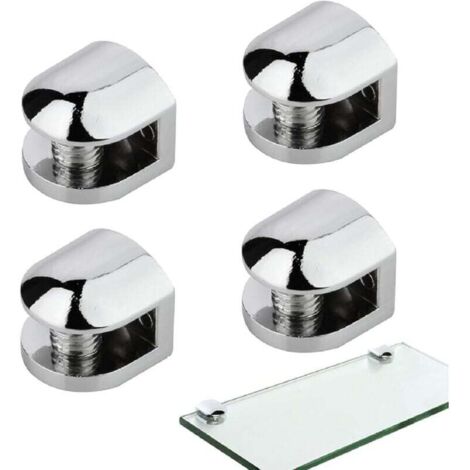 Glashalterung, verstellbare Glashalterung, Wandspiegelhalterung, 4-teiliges Set Glasregalhalterungen, Spiegelbefestigungsklemmen, Glastrennwandhalterung, geeignet für Glasstärken von 5-8 mm