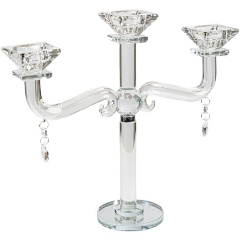 Glaskandelaber 3 Arme 27x9x28cm