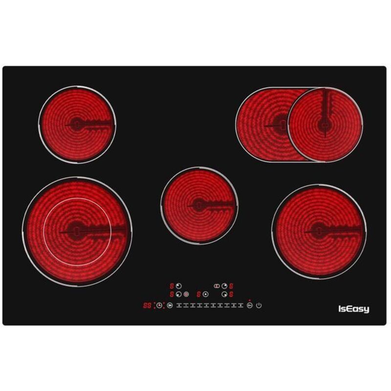 Iseasy Glaskeramik-Kochfeld - 5 Kochzonen - 8600W - Touchscreen - Kindersicherung