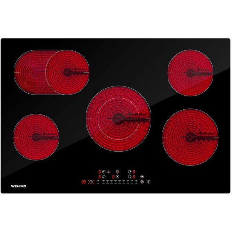 Wehimo Glaskeramik-Kochfeld - 5 Brenner - 8600W - Touchscreen - Kindersicherung