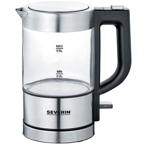 Glaskessel 0,5 l 1100 w aus schwarzem edelstahl - Severin - 3472