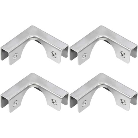 Glasklemme, 4 Stück L-förmige Edelstahl-Glasverbinder, rechtwinklige Befestigungsklammern für randlose Aquarium-Schrankbefestigung, für 5–8 mm Glas