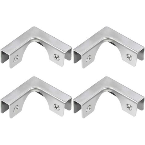 Glasklemme, 4 Stück L-förmige Edelstahl-Glasverbinder, rechtwinklige Montagehalterungen zur Befestigung von rahmenlosen Aquarienunterschränken, für 5–8 mm Glas
