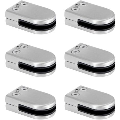 Glasklemmen, Edelstahl-Glasklemmen, 6-8 mm Glasklemmhalterungen, verstellbare Glasklammer, flache Rückseitenverbindung für Balustraden, Treppen, Handläufe, 6 Stück