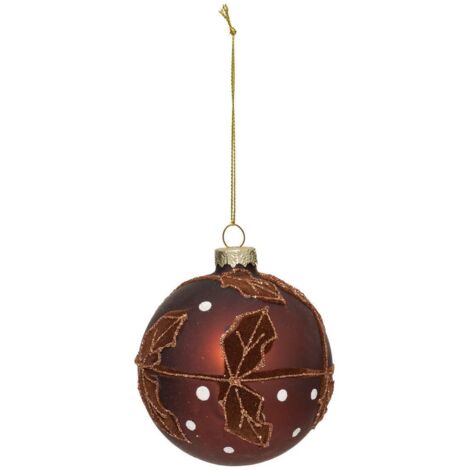 Glaskugel Blätter D.8cm braun - Feeric lights & christmas