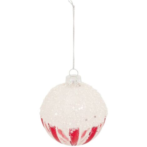 Glaskugel Glasur D.8cm rot und weiß - Atmosphera créateur d'intérieur