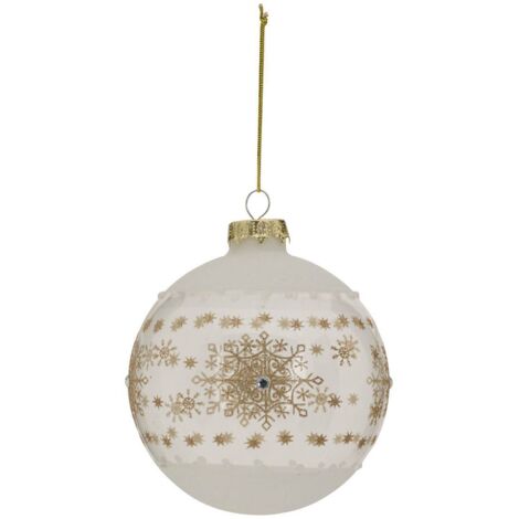 Glaskugel Goldflocke D.10cm weiß - Feeric lights & christmas
