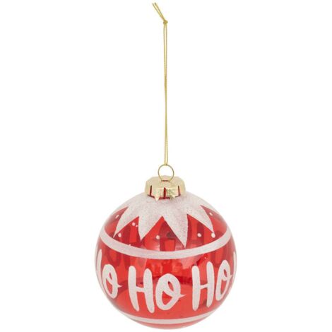 Glaskugel Hô Hô Hô D.9cm rot und weiß - Atmosphera créateur d'intérieur
