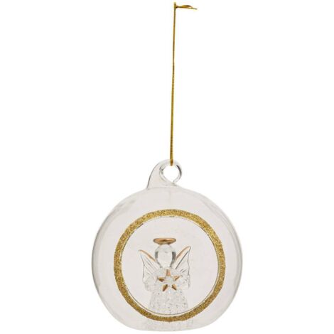 Glaskugel innen Engel gold D.10cm transparent - Feeric lights & christmas
