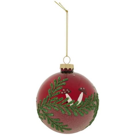 Glaskugel mit Astdekor D.9cm rot - Feeric lights & christmas