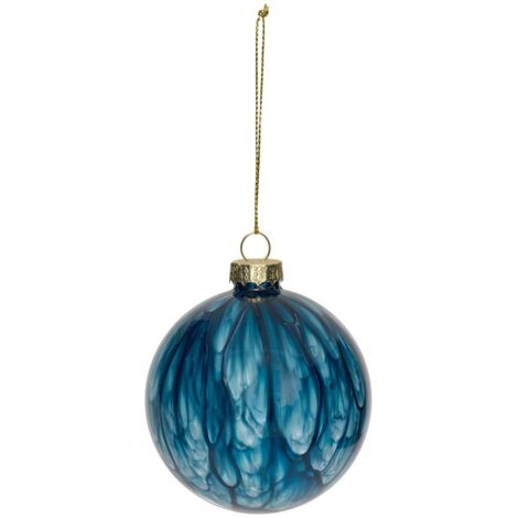 Glaskugel mit Marmoreffekt D.8cm blau - Feeric lights & christmas