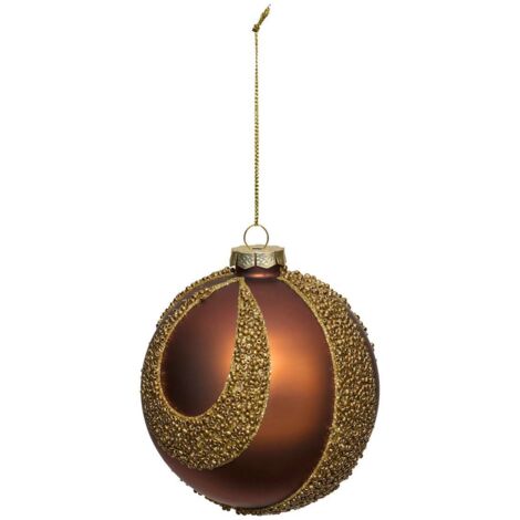 Glaskugel Perle gold dam 10cm braun - Feeric lights & christmas
