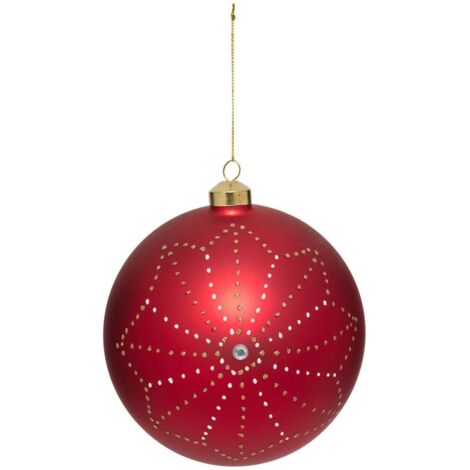 Glaskugel Schneeflocke D.14cm rot - Feeric lights & christmas
