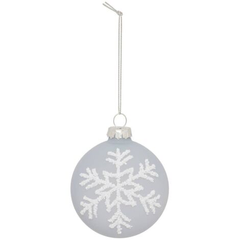 Glaskugel Schneeflocke weiß D.7cm blau - Atmosphera créateur d'intérieur