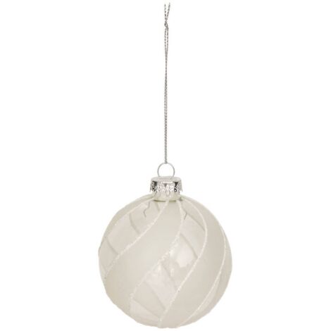 Glaskugel Torsade D.8cm weiß - Atmosphera créateur d'intérieur
