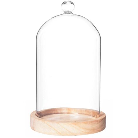 Glaslampenschirm mit Holzsockel