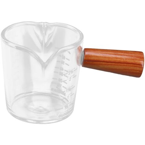 Glasmilchbecher mit Doppelausguss und Holzgriff für Kaffee, dicker Boden für die Küche