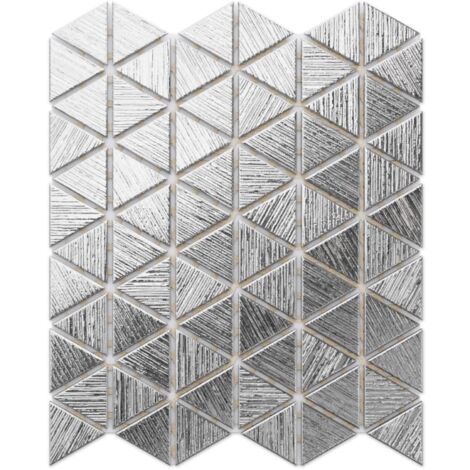 Glasmosaik auf Netz für Bad oder Küche 26,3 x 30,3 cm - Silver Chrome