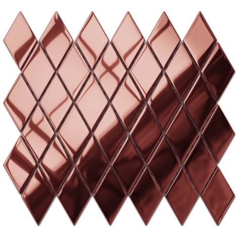 Glasmosaik auf Netz für Bad oder Küche 26,5 cm x 30,5 cm - Copper magic romb