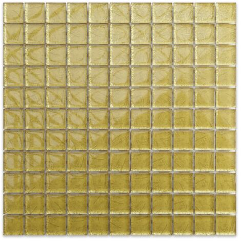 Glasmosaik auf Netz für Bad oder Küche 30cm x 30cm - Crushed gold
