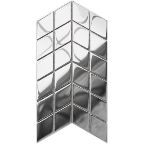 Glasmosaik auf Netz für Bad und Küche 17.2cm x 29.8cm - Mini Silver Chevron