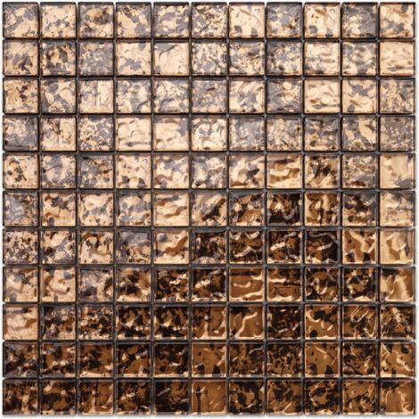 ILCOM Glasmosaik auf Netz für Badezimmer oder Küche 30cm x 30cm - Baltic Amber