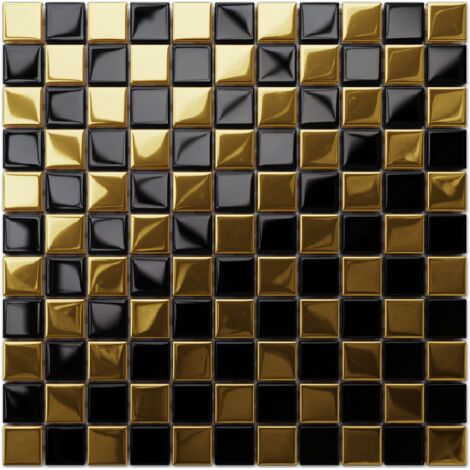 ILCOM Glasmosaik auf Netz für Badezimmer oder Küche 30cm x 30cm - Gold dama