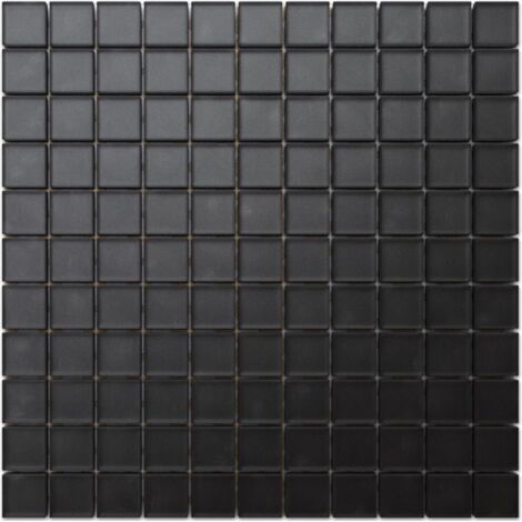 ILCOM Glasmosaik auf Netz für Badezimmer oder Küche 30cm x 30cm - Velvet black