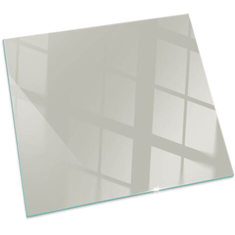 Glasplatte für Kaminofen Sicherheitsglas Schutzplatte Glasbodenplatte für Kamin Hitzeschutz für Kamin Funken Farbe Hellcreme Quadratisch 50x50 cm