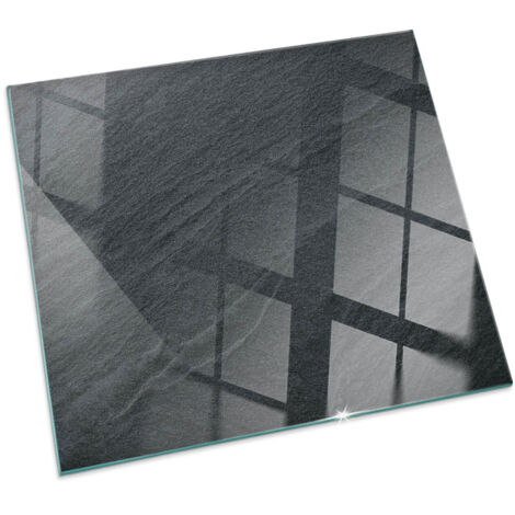 Glasplatte für Kaminofen Sicherheitsglas Schutzplatte Glasbodenplatte für Kamin Hitzeschutz für Kamin Funken Natursteinstruktur Quadratisch 60x60 cm