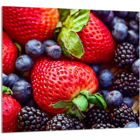 GLASPLATTE FÜR KÜCHE 65x60 Erdbeeren