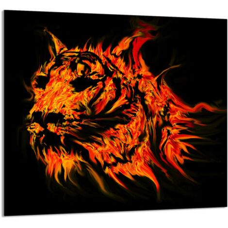 GLASPLATTE FÜR KÜCHE 65x60 Tiger