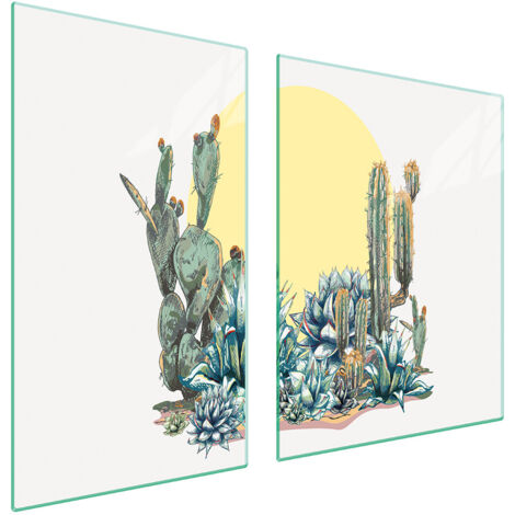 Glasplatte und Schneidebrett 100x52 Cactus