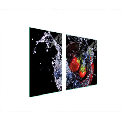 Glasplatte und Schneidebrett 100x52 Erdbeeren
