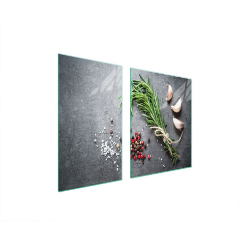 Glasplatte und Schneidebrett 100x52 Gewürze