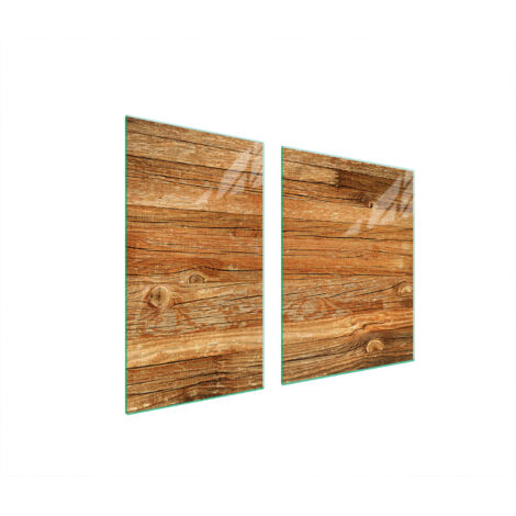 Glasplatte und Schneidebrett 100x52 Holz