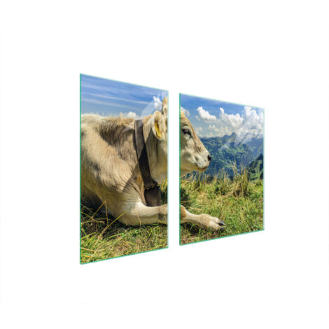 Glasplatte und Schneidebrett 100x52 Kuh