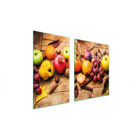 Glasplatte und Schneidebrett 100x52 Obst
