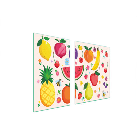 Glasplatte und Schneidebrett 100x52 Obst