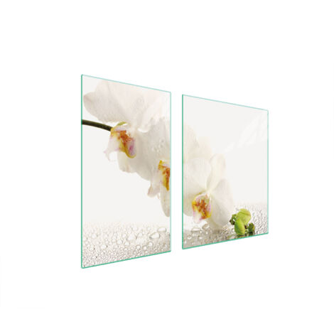 Glasplatte und Schneidebrett 100x52 Orchidee